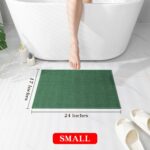 Bathroom Rugs Mat 24x17, Ultra Thin Non Slip Bath Mat Small Quick Dry Absorbent Bath Mat for Bathroom Floor, (Green, 24"x17")