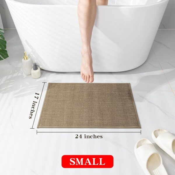 Bathroom Rugs Mat 24x17, Ultra Thin Non Slip Bath Mat Small Quick Dry Absorbent Bath Mat for Bathroom Floor, (Dark Beige, 24"x17")