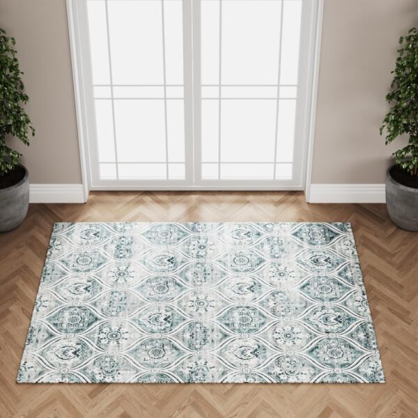 Kitchen Area Rugs 2x3, Washable Rugs for Entryway Bathroom,Boho Non-Slip Indoor Door Mat Ultra-Thin,Small Throw Carpet for Bedroom Entry,Blue