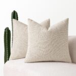 20x20 Inch Decorative Pillow Covers for Couch Bed Set of 2 Textured  Neutral Throw Pillows Natural Beige Accent Solid Cushion Pillowcase Cozy Soft Chair Sofa Livingroom Home Decor