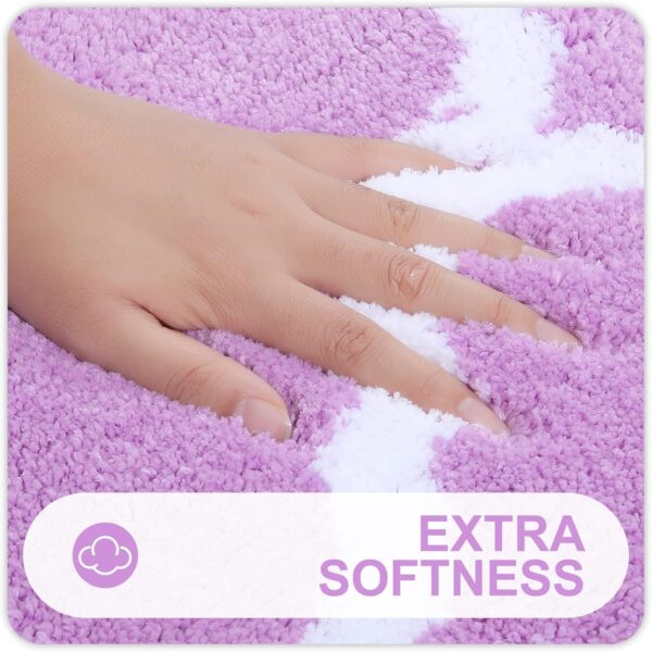 Bathroom Rugs 24x16, Soft and Absorbent Microfiber Bath Rugs, Non-Slip Shaggy Shower Carpet, Machine Wash Dry, Bath Mats for Bathroom Floor, Tub and Shower, Light Purple