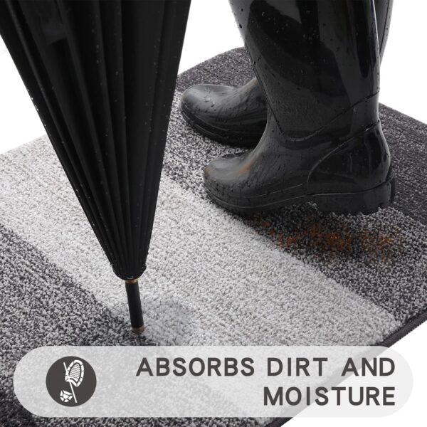 Indoor Door Mat, 32x20 Non-Slip Absorbent Dirt Trapper Entrance Mat, Low-Profile Washable Inside Floor Mat, Sturdy Soft Entry Doormats for Entryway, Grey