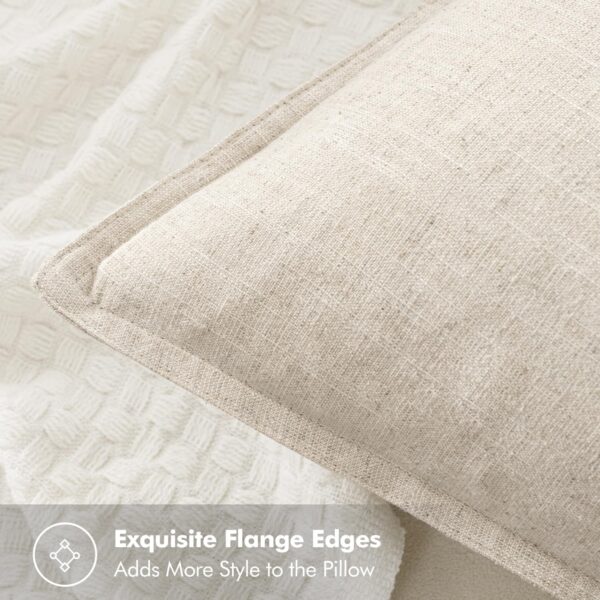 Decorative Linen Pillow Covers 20x20 Inch Natural Beige ​Boho Farmhouse​ ​Neutral Couch Throw Pillows for Bed Pack of 2 Accent Outdoor Pillowcase Modern Sofa Cushion Livingroom Home Decor