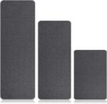 Kitchen Rugs Sets of 3 for Floor Non Slip Kitchen Rugs Mats for Kitchen Floor Absorbent and Stain Resistant Kitchen Runner Rugs Rubber Backing Non Skid Washable Rugs Front of Sink (Gray Linen)