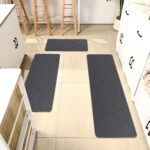 Kitchen Rugs Sets of 3 for Floor Non Slip Kitchen Rugs Mats for Kitchen Floor Absorbent and Stain Resistant Kitchen Runner Rugs Rubber Backing Non Skid Washable Rugs Front of Sink (Gray Linen)
