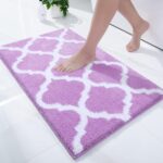 Bathroom Rugs 24x16, Soft and Absorbent Microfiber Bath Rugs, Non-Slip Shaggy Shower Carpet, Machine Wash Dry, Bath Mats for Bathroom Floor, Tub and Shower, Light Purple