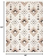 Moroccan Tassel Shag Collection Area Rug - 8' x 10', Ivory & Brown, Boho Design, Non-Shedding & Easy Care, 2-inch Thick Ideal for High Traffic Areas in Living Room, Bedroom