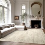 Washable Area Rug 8x10, Large Soft Rugs for Living Room Vintage Beige Rug 8x10 Area Rugs for Bedroom Dining Room Non-Slip Stain Resistant Under Table Rug