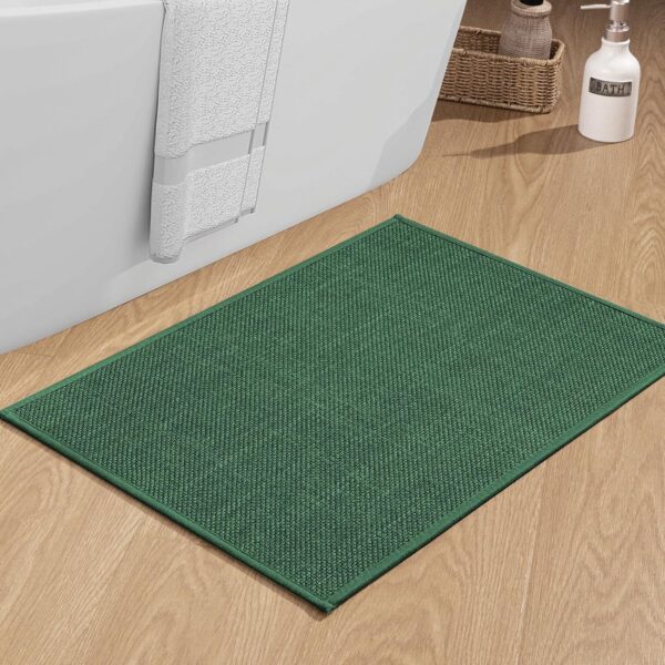 Bathroom Rugs Mat 24x17, Ultra Thin Non Slip Bath Mat Small Quick Dry Absorbent Bath Mat for Bathroom Floor, (Green, 24"x17")
