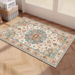 2'x3' Boho Area Rug for Bedroom Non Slip Washable Rug Vintage Carpet Living Room Non-Shedding Indoor Floor Mats Bedroom Kitchen Entryway Rugs-Rectangular Blue Red
