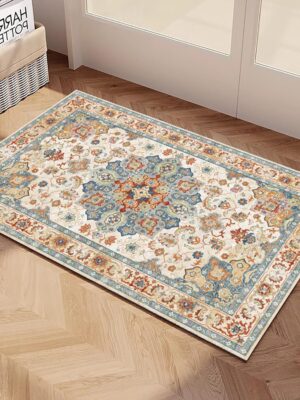 2'x3' Boho Area Rug for Bedroom Non Slip Washable Rug Vintage Carpet Living Room Non-Shedding Indoor Floor Mats Bedroom Kitchen Entryway Rugs-Rectangular Blue Red