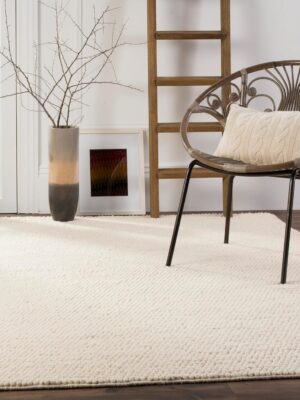 Collection Area Rug - 8' x 10', Ivory, Handmade Wool, Ideal for High Traffic Areas in Living Room, Bedroom