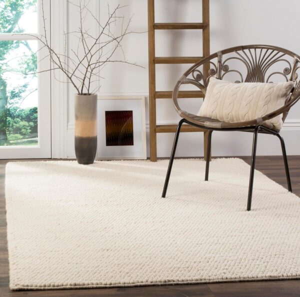 Collection Area Rug - 8' x 10', Ivory, Handmade Wool, Ideal for High Traffic Areas in Living Room, Bedroom