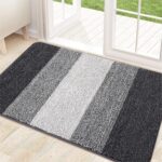 Indoor Door Mat, 32x20 Non-Slip Absorbent Dirt Trapper Entrance Mat, Low-Profile Washable Inside Floor Mat, Sturdy Soft Entry Doormats for Entryway, Grey