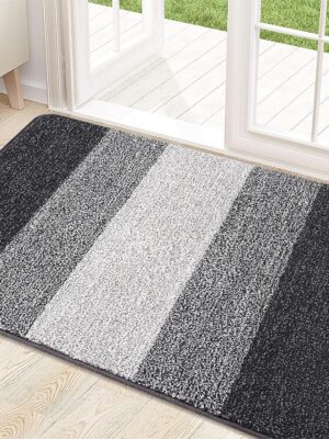 Indoor Door Mat, 32x20 Non-Slip Absorbent Dirt Trapper Entrance Mat, Low-Profile Washable Inside Floor Mat, Sturdy Soft Entry Doormats for Entryway, Grey