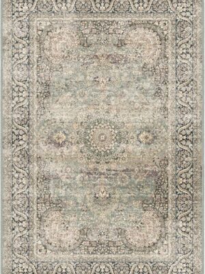 2x3 Washable Area Rug Indoor Entryway Vintage Rug Print Rug Low-Pile Floor Carpet for Indoor Front Entrance Kitchen Bathroom, Olive Charcoal