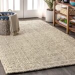 Hand Woven Chunky Jute Light Ivory 8 ft. x 10 ft. Area-Rug, Farmhouse, Easy-Cleaning, for Bedroom, Kitchen, Living Room,